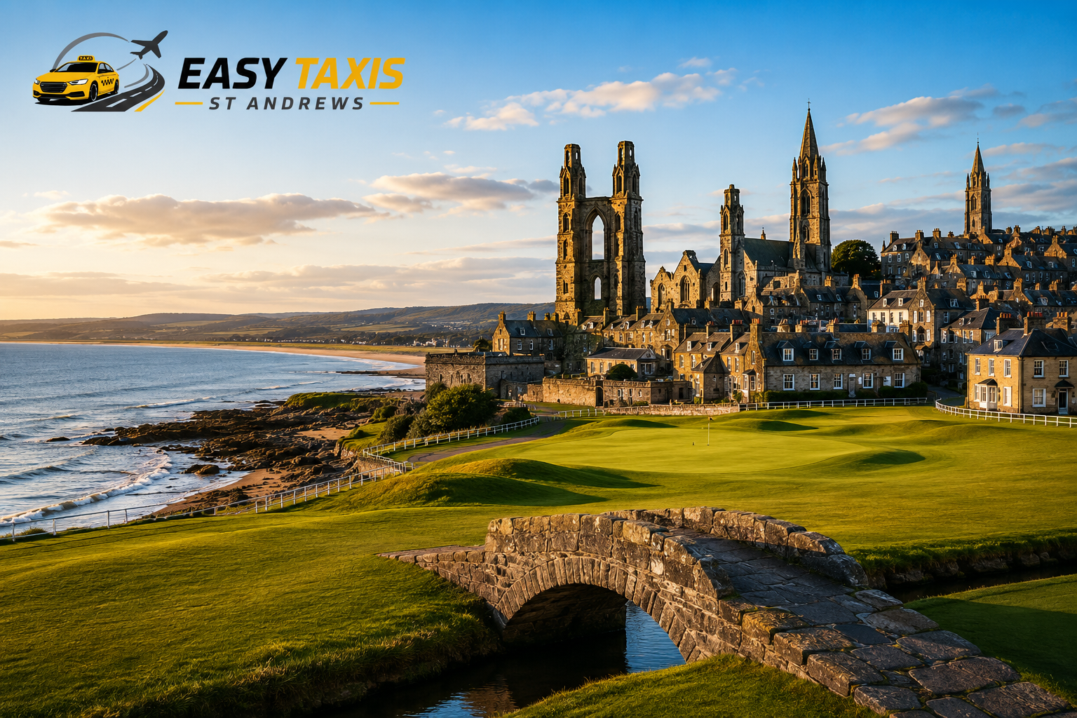 Professional 24/7 taxi service in St Andrews offering local travel, airport transfers, station pickups, and comfortable journeys across Fife.